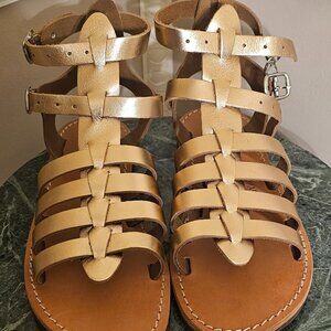 NWOT Women's Greek Takovos Handmade Gladiator Sandals Golden Leather Size 8